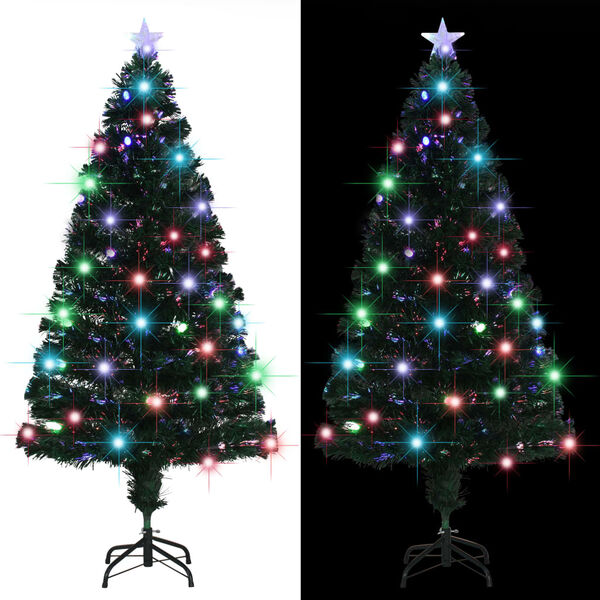 vidaXL Voorverlichte kerstboom met standaard en LED 150 cm glasvezel