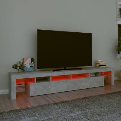 vidaXL Tv-meubel met LED-verlichting 230x36,5x40 cm betongrijs