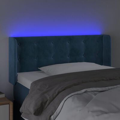 vidaXL Hoofdbord LED 103x16x78/88 cm fluweel donkerblauw