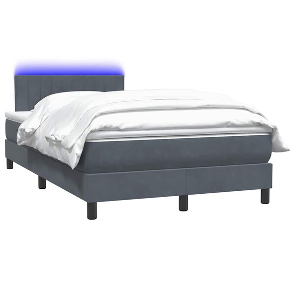 vidaXL Boxspring met matras en LED fluweel donkergrijs 120x210 cm
