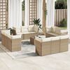 vidaXL 13-delige Loungeset met kussens poly rattan beige