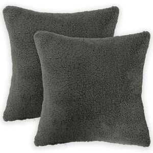 vidaXL Kussensloop 2 pcs HEERLEN Donkergrijs 30 x 30 cm Boucl&eacute;
