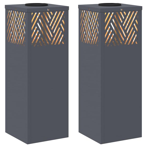 vidaXL Solar LED Pad Licht Visgraat 2 pcs Antraciet Koudgewalst staal