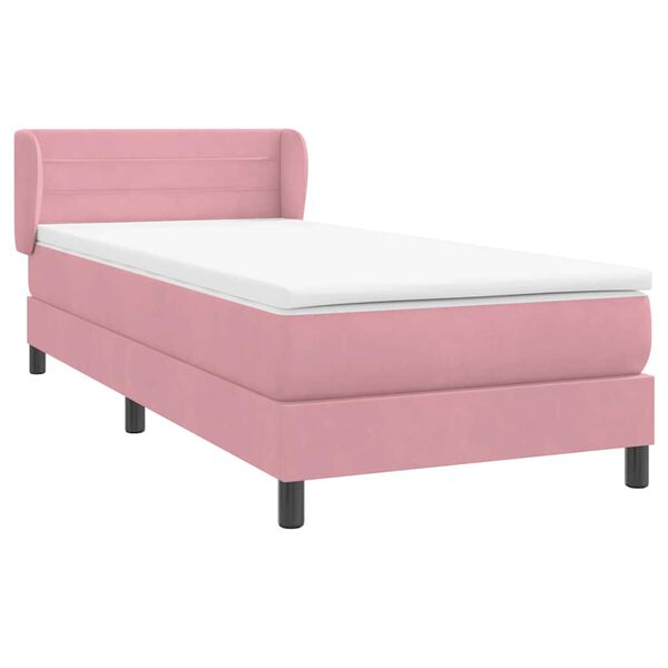 vidaXL Boxspring met matras fluweel roze 100x210 cm
