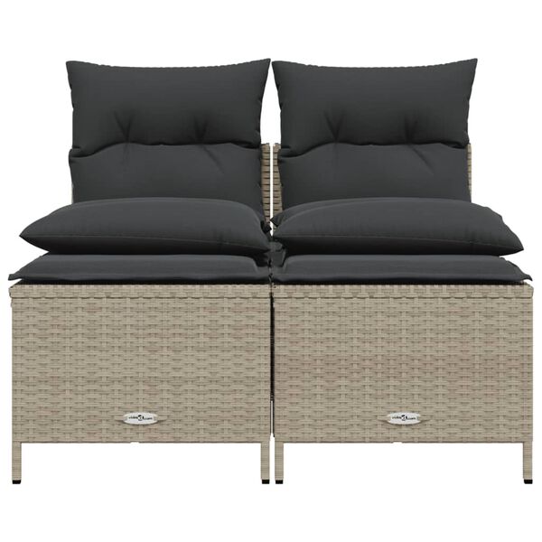 vidaXL 4-delige Loungeset met kussens poly rattan lichtgrijs