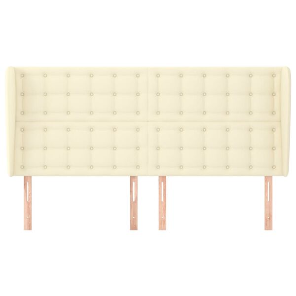 vidaXL Hoofdbord met randen 203x23x118/128 cm kunstleer cr&egrave;mekleurig