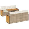 vidaXL 7-delige Loungeset met kussens poly rattan acacia beige