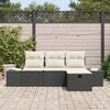 vidaXL Tuin Sofa Set met kussen 4 pcs Zwart Poly riet