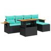 vidaXL 6-delige Loungeset met kussens poly rattan acacia zwart