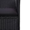 vidaXL Tuinbank 3-zits met kussens poly rattan zwart