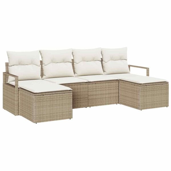vidaXL Bankstel 6 pcs Beige poly rattan