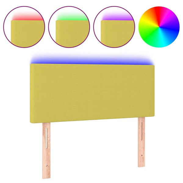 vidaXL Hoofdbord LED 80x5x78/88 cm stof groen