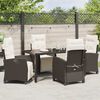 vidaXL Tuin eettafelset met kussen 5 pcs Bruin poly rattan