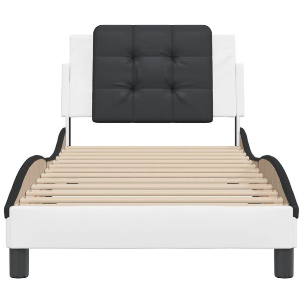 vidaXL Bedframe zonder matras "Zadar" kunstleer zwart en wit 90x190 cm