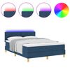 vidaXL LED Box Spring Bed met matras Blauw 160 x 200 cm Stof