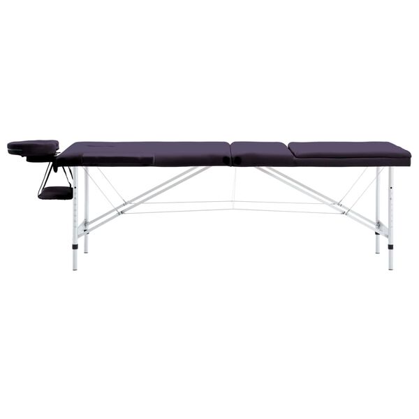 vidaXL Massagetafel inklapbaar 3 zones aluminum paars