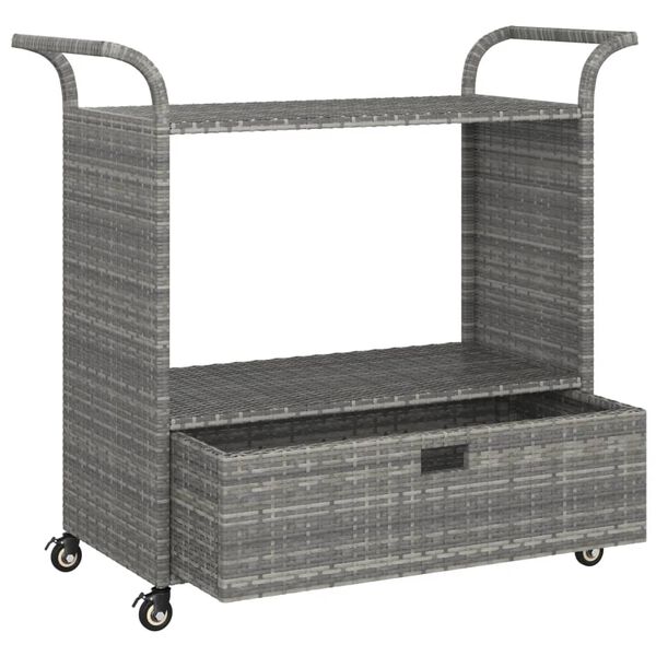 vidaXL Serveerwagen met lade 100x45x97 cm poly rattan grijs