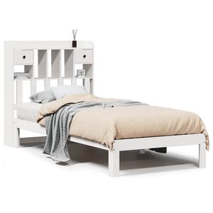 vidaXL Bed met boekenkast zonder matras grenenhout wit 75x190 cm