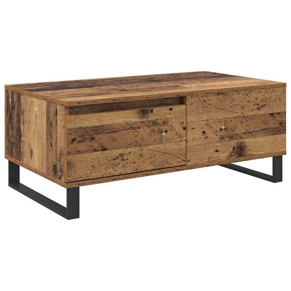 vidaXL Salontafel met lade Oud Hout 90 x 50 x 36,5 cm Bewerkt hout