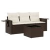 vidaXL 4-delige Loungeset met kussens poly rattan bruin