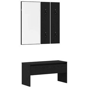 vidaXL Halmeubelset 4 st Zwart Eiken 80 x 30,5 x 40 cm Bewerkt hout