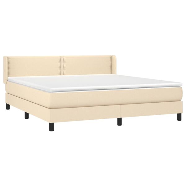 vidaXL Boxspring met matras stof cr&egrave;mekleurig 180x200 cm