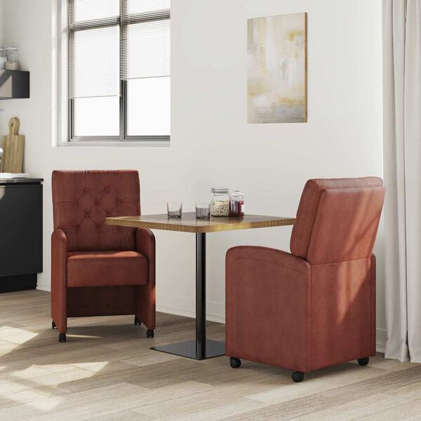 vidaXL Dining Stoelen met Wielen 2 pcs Glanzend bruin 58 x 67 x 97 cm