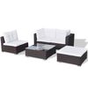vidaXL 5-delige Loungeset met kussens poly rattan bruin