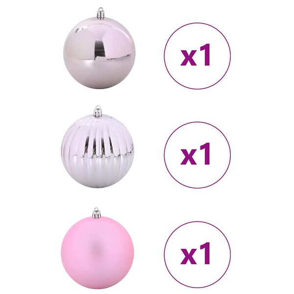 vidaXL Kerstbal Set XXL 3 pcs Roze Kunststof