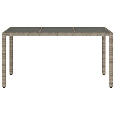 vidaXL Tuintafel met glazen blad 150x90x75 cm poly rattan grijs