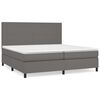 vidaXL Boxspring met matras kunstleer grijs 200x200 cm