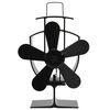 vidaXL Kachelventilator met 5 vinnen zwart