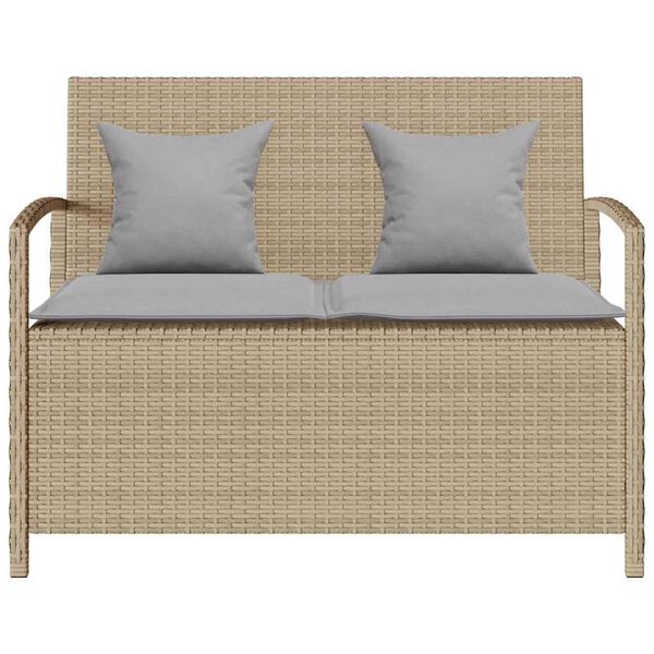 vidaXL Tuinbank met kussen poly rattan beige
