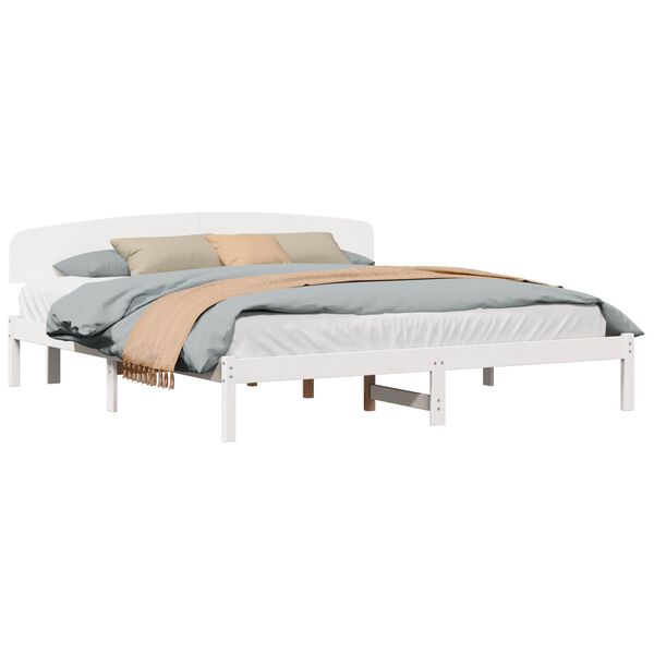 vidaXL Bedframe met hoofdeinde Wit 180 x 200 cm Massief grenenhout