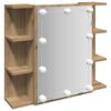 vidaXL Spiegelkast met LED 70x16,5x60 cm artisanaal eikenkleur