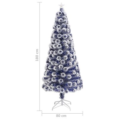 vidaXL Kunstkerstboom met verlichting 180 cm glasvezel wit en blauw