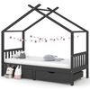 vidaXL Kinderbedframe met lades grenenhout donkergrijs 90x200 cm