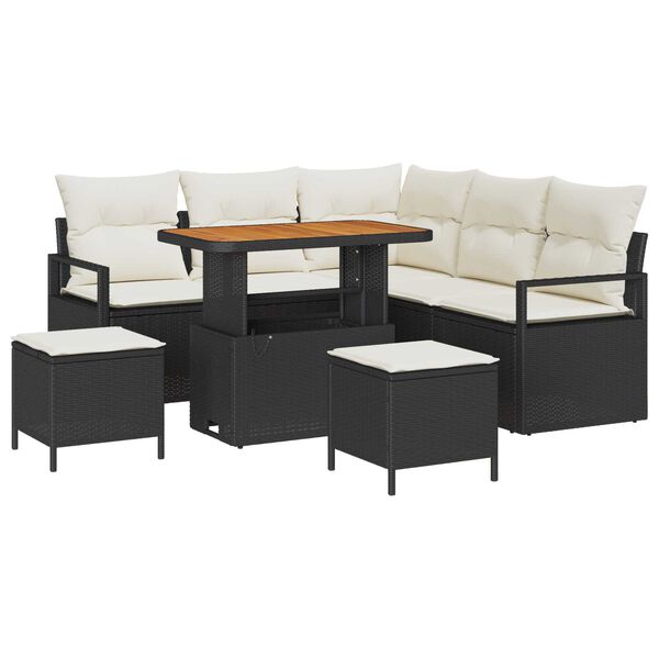 vidaXL Tuin Sofa Set met kussen met opslag 8 pcs Zwart en Cr&egrave;me