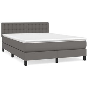vidaXL Boxspring met matras kunstleer grijs 140x190 cm