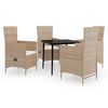 vidaXL 5-delige Tuinset met kussens beige