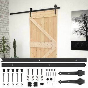 vidaXL Schuifdeur 80 x 210 cm Massief grenenhout Naturel en Zwart