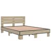 vidaXL Bedframe bewerkt hout metaal sonoma eikenkleurig 140x200 cm