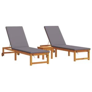 vidaXL Ligstoel 3 pcs Bruin Massief Acaciahout