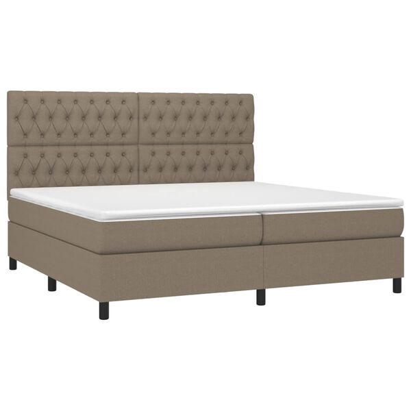 vidaXL Boxspring met matras stof taupe 200x200 cm