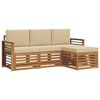 vidaXL Buiten bankenset 4 pcs Natuurlijk en Beige Massief Acaciahout