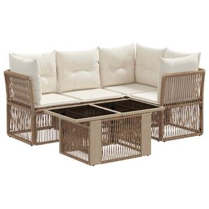 vidaXL Tuinbankenset 5 st Beige poly rattan