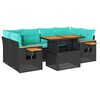 vidaXL 7-delige Loungeset met kussens poly rattan zwart