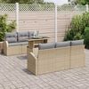 vidaXL Tuin Sofa Set met kussen met opslag 7 pcs Beige Poly Rattan