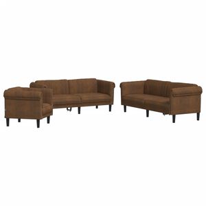 vidaXL 3-delige Loungeset fluweel bruin