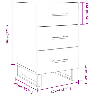 vidaXL Nachtkastje 40x40x66 cm bewerkt hout hoogglans wit